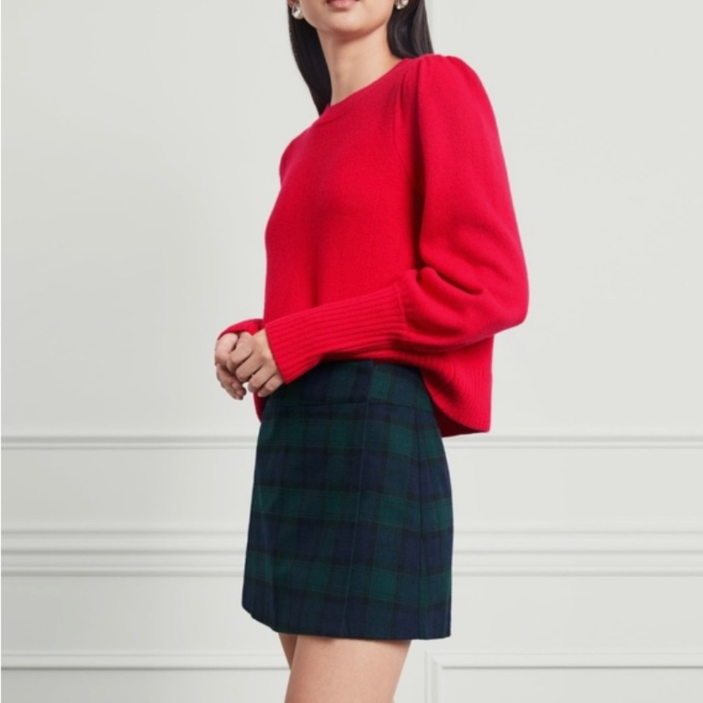 Hill House Tatiana plaid wrap mini skirt in black watch tartan, size M
